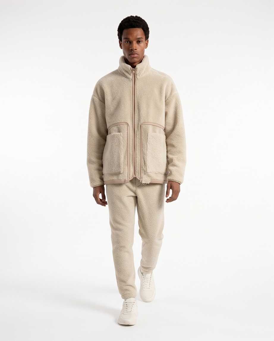 KOVA Amsterdam Beige Zip-Up Fleece Jacket