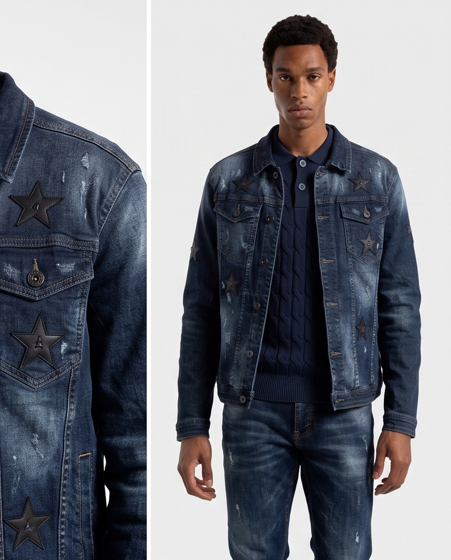 KOVA Star Denim Jacket – Dark Blue
