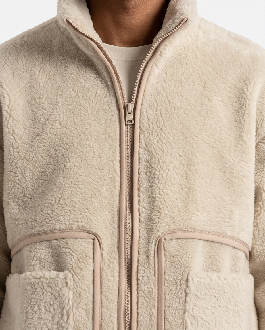 KOVA Amsterdam Beige Zip-Up Fleece Jacket