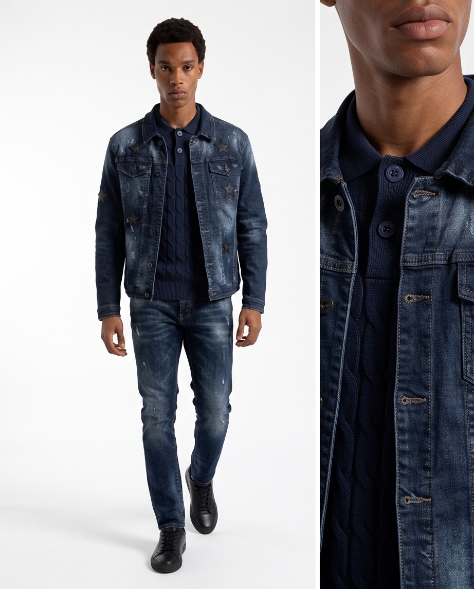 KOVA Star Denim Jacket – Dark Blue