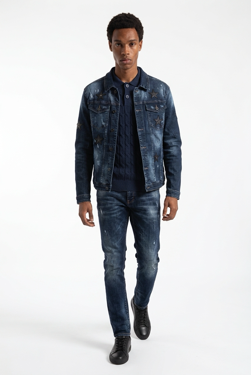KOVA Star Denim Jacket – Dark Blue