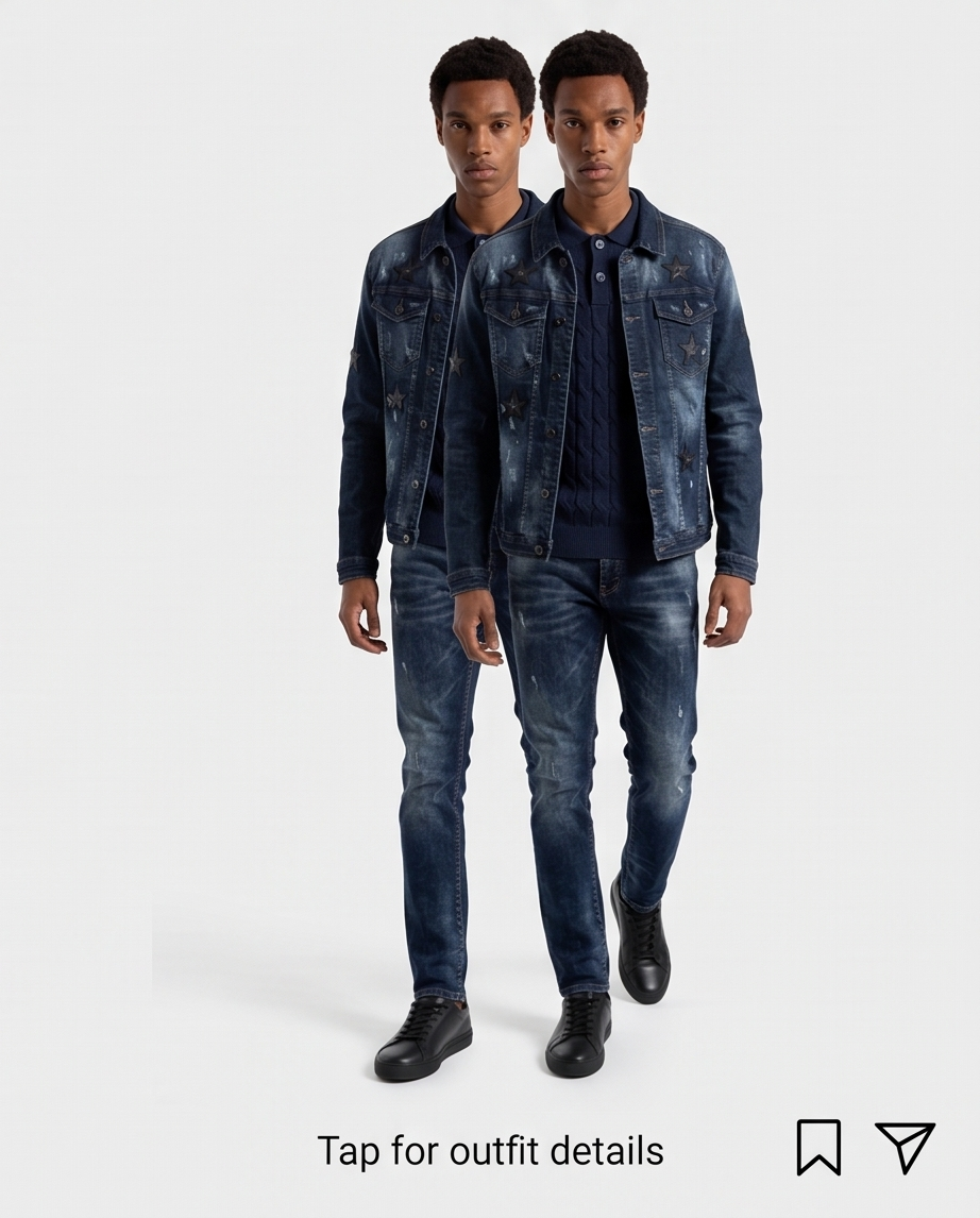 KOVA Star Denim Jacket – Dark Blue