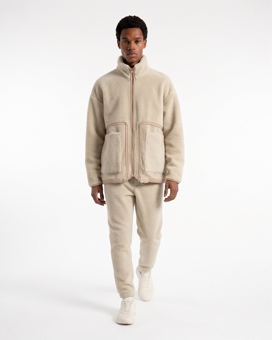 KOVA Amsterdam Beige Zip-Up Fleece Jacket