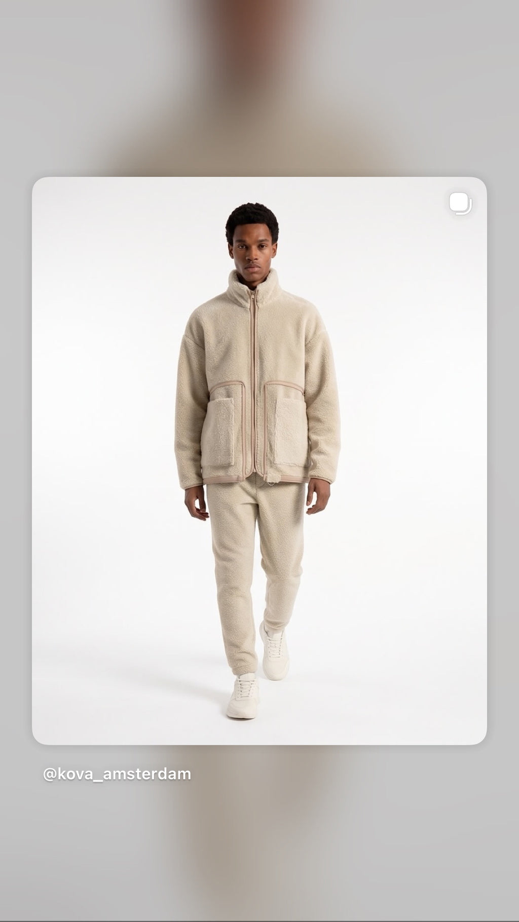 KOVA Amsterdam Beige Zip-Up Fleece Jacket