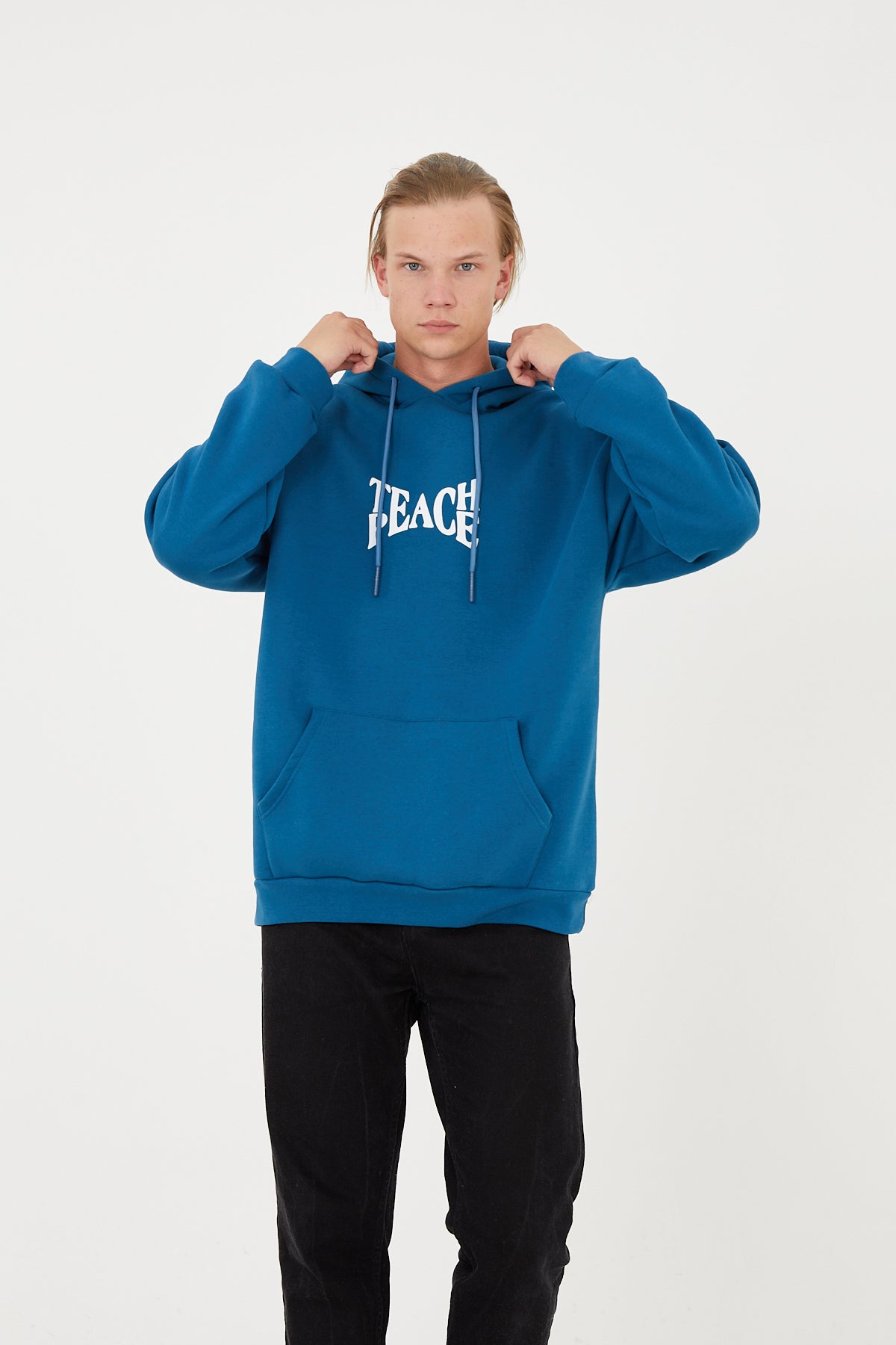 Teach Peace Hoodie - Petrol Blue
