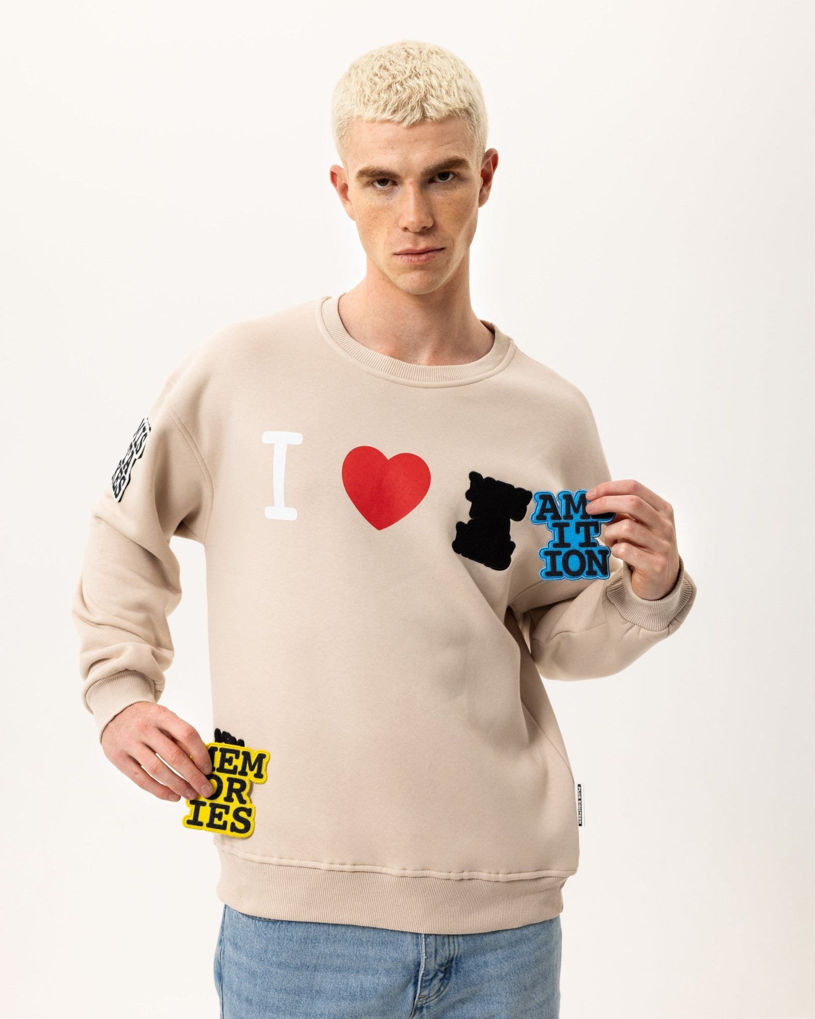I Love Mistakes Statement Sweatshirt - Beige