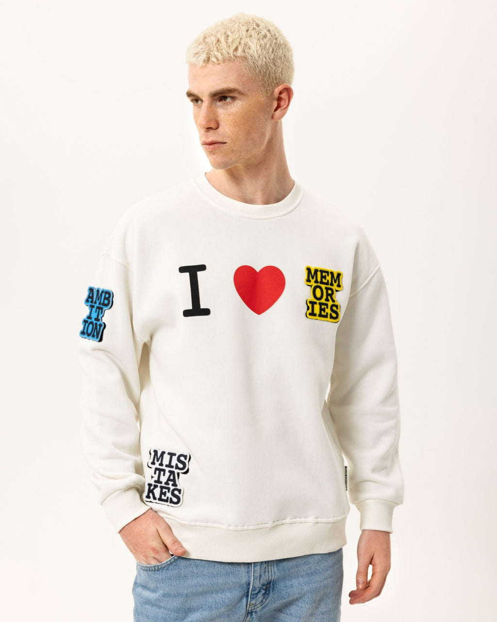 I Love Mistakes Statement Sweatshirt - White