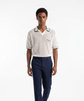 Open-Knit Crochet Polo Shirt