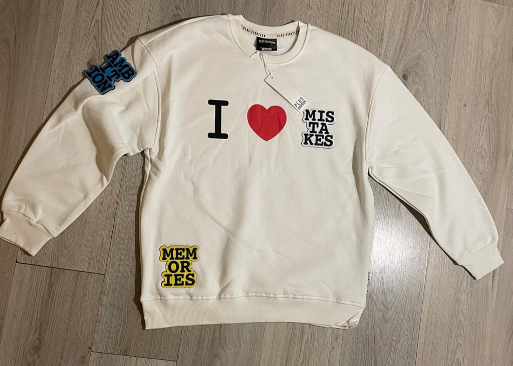 I Love Mistakes Statement Sweatshirt - White